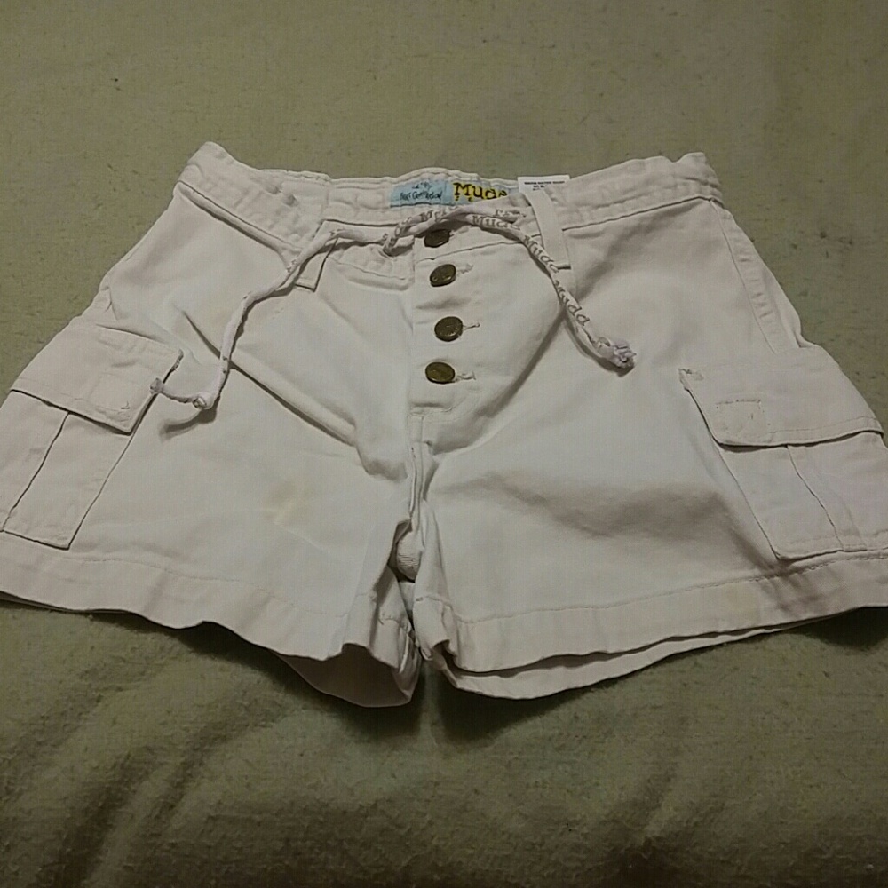Mudd button fly drawstring waist cargo shorts sz 3